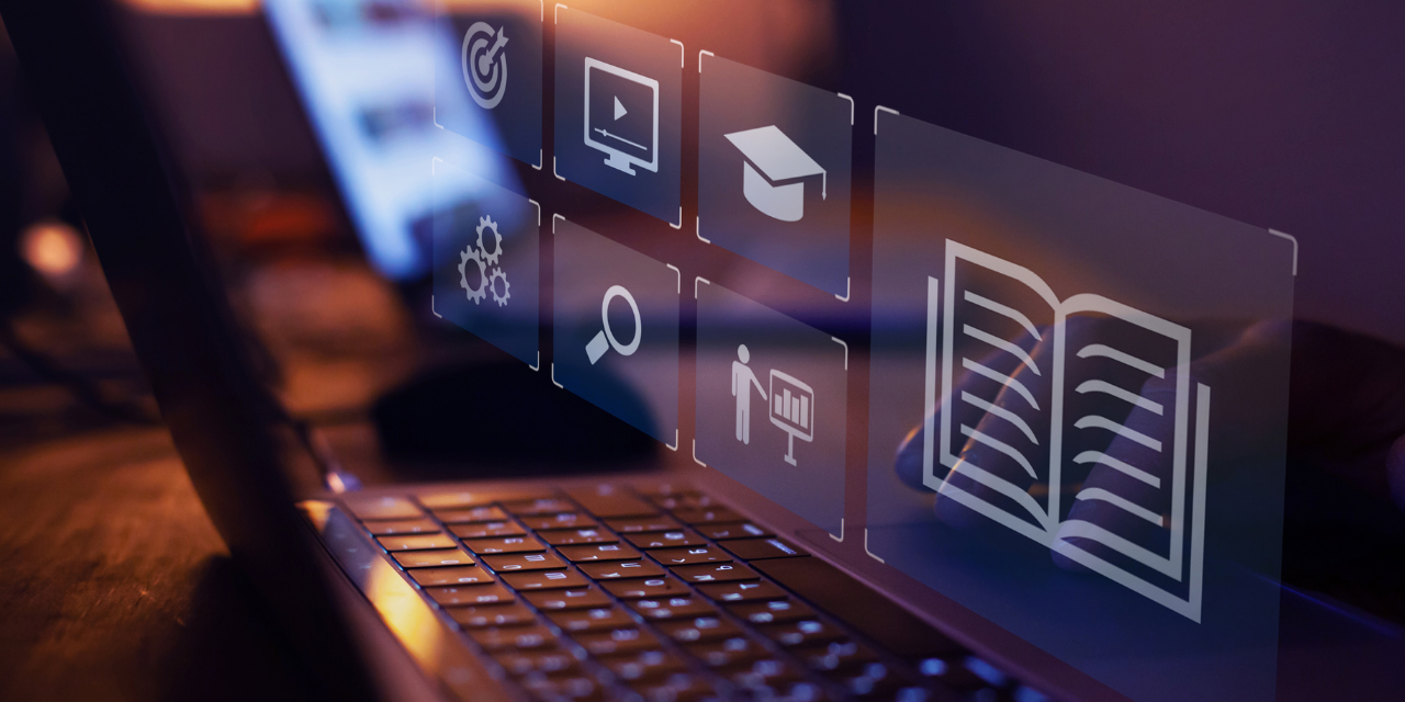 Laptop with icons on screen